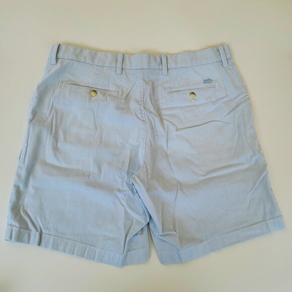 Southern Tide Shorts, Men's 38W, Light Blue & White Stripe, Flat‎ Front - Picture 4 of 11
